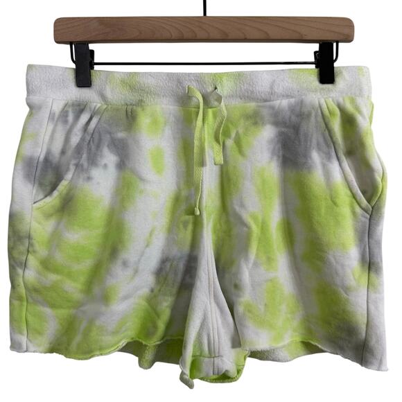 Free People Intimately Kelly Washed Lime Green Tie Dye Sweat Shorts Size Medium - Picture 2 of 7